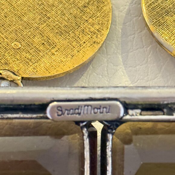 VINTAGE IRADJ MOINI COIN BRACELET ANTIQUE GOLD PLATED SMOKY QUARTZ - Picture 4 of 5